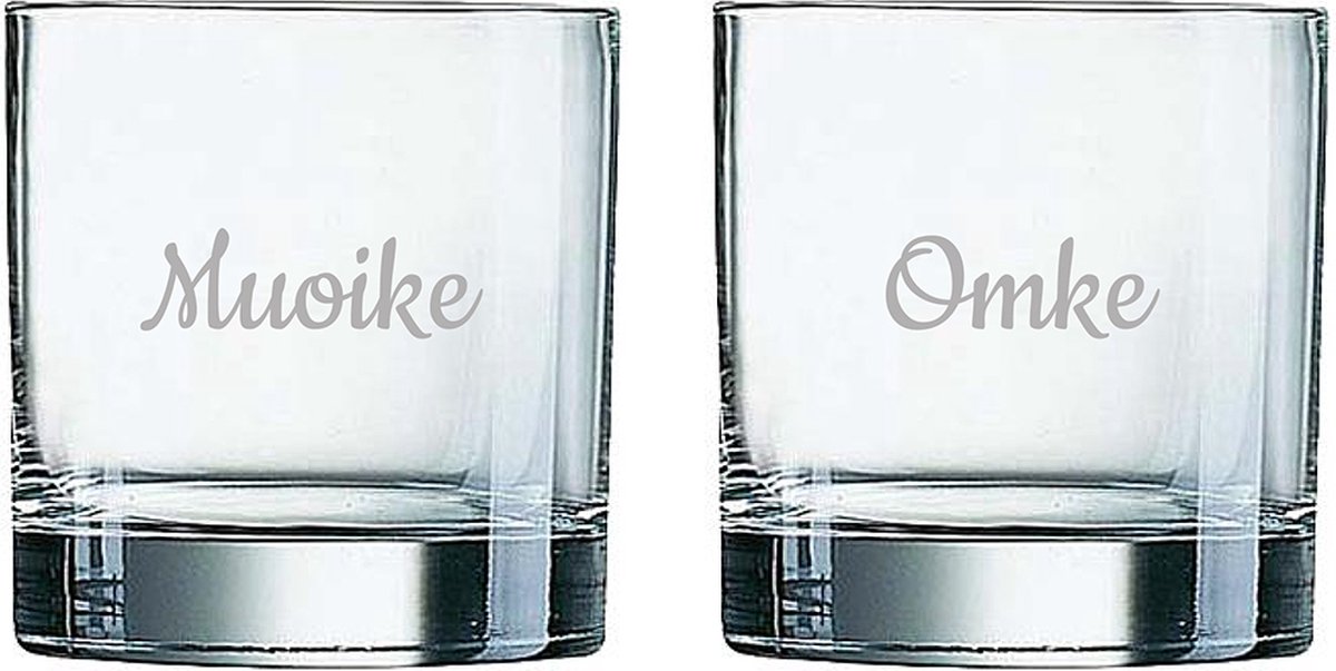 Gegraveerde Whiskeyglas 38cl Muoike & Omke