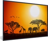 Fotolijst incl. Poster - Olifant - Wilde dieren - Afrikaans - 60x40 cm - Posterlijst