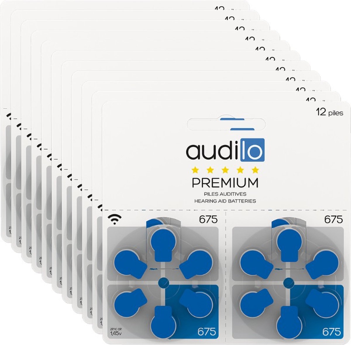 120 Batterijen voor gehoorapparaten Audilo type 675 (pak van 20)