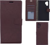 LuxeBass Telefoon Wallet Bookcase voor Samsung Galaxy Note 10 Plus - Portemonnee telefoonhoesje voor Bankpassen - Kunstleer - Siliconen Houder - Magnetische sluiten- Bruin - bookcase - boekhoesje - book case - boek hoesje
