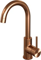 Brauer Copper Carving - Robinet pour lavabo - Montage en Opbouw - Koper brossé PVD - Mitigeur - Haut - 1 Poignée - Modèle A - Bec Rond Pivotant