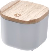 Opbergbox met Deksel, XS, 9 x 9 x 6 cm, Gerecycled Kunststof/Hout, Grijs - iDesign | Eco Storage