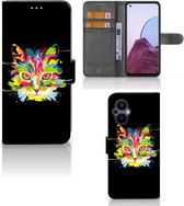 Wallet Book Case OPPO Reno 8 Lite | OnePlus Nord N20 Smartphone Hoesje Cat Color Leuke Verjaardagscadeaus