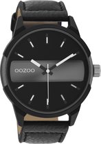 OOZOO Timpieces - Zwart/grijze horloge met zwarte leren band - C11000