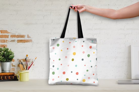 Sac bandoulière - Sac de plage - Shopper Peinture - Motif - Pois - 45x45 cm - Sac en coton
