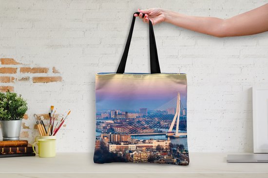 Sac bandoulière - Sac de plage - Shopper Rotterdam - Skyline - Sunset - 45x45 cm - Sac en coton
