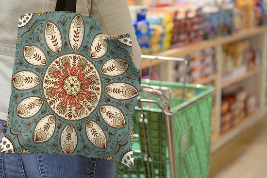 MuchoWow® Sac Bandoulière - Sac Plage - Shopper Mandala - Rétro - Bohème - Motif - 40x40 cm - Sac Coton