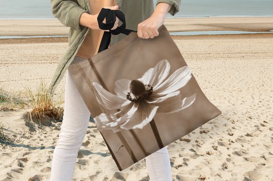 Sac bandoulière - Sac de plage - Shopper Imprimé photo Bloem d'anémone sépia - 40x40 cm - Sac coton