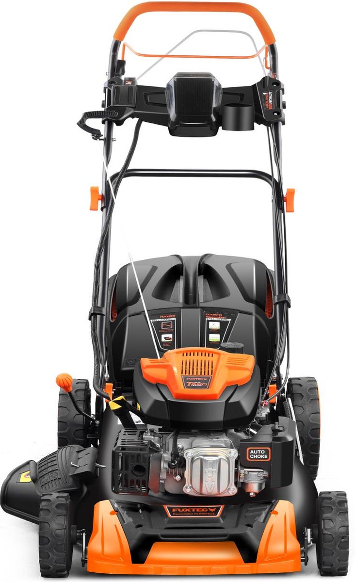 FUXTEC 4in1 Benzine Grasmaaier FX-RM5196eS - Elektrische Start - 6pk/4.4kW - 51cm Maaibreedte ,Hoogteverstelling 25mm-75mm - 4-Takt - Achterwielaandrijving, 60L Grasvanger - Mulchfunctie & Zij-uitworp – foto 2