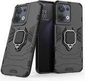 Coque Oppo Reno 8 - Coque blindée double couche MobyDefend avec support - Zwart - Coque pour téléphone portable - Coque adaptée pour : Oppo Reno 8