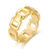 Twice As Nice Ring in goudkleurig edelstaal, rechthoekige schakels 60