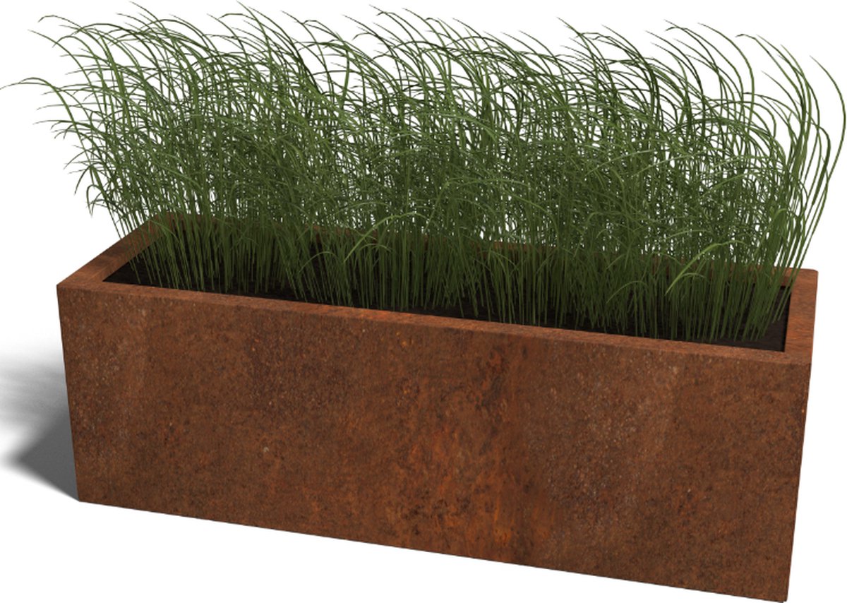 Cortenstaal plantenbak - Rechthoek - 120x40x60cm - Roestkleur - Zonder bodem - MySteel
