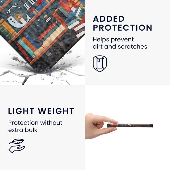 kwmobile e-reader hoesje geschikt voor Kobo Aura Edition 2 hoes - E reader flip case met magnetische sluiting - Ereader cover - bibliotheek design in meerkleurig van Merkloos — afbeelding 3