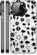 Silicone Back Cover iPhone 14 Pro Telefoonhoesje met Zwarte rand Silver Punk
