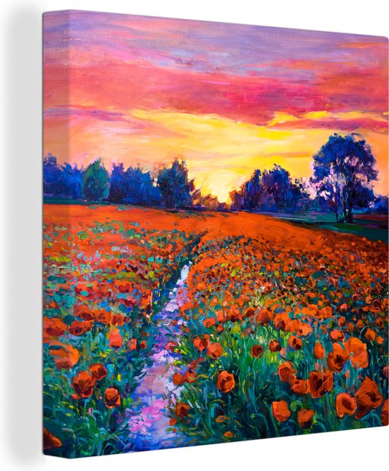 Toile - Peinture - Fleurs - Nature - Peinture à l'huile - 90x90 cm - Toile Nature - Toile Toile - Décoration murale