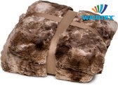 Wicotex - Plaid deken - Fleece Plaid Buffy Bruin gemêleerd - Afmeting 150x200cm - Zacht en warme Fleece deken - Plaidfleece