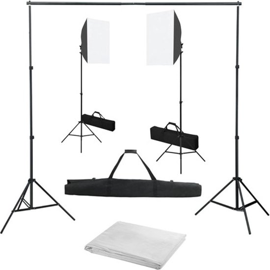 Foto: Vidaxl fotostudioset met softboxlampen en achtergrond