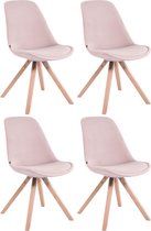 CLP Toulouse Set van 4 Stoelen - Vierkant frame - Fluweel roze natura