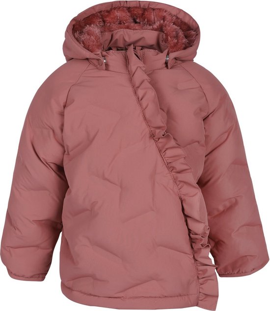Minymo - Gewatteerde winterjas voor meisjes - Effen - Verwelkte roos - maat 140cm