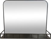 LW Collection wandspiegel met plankje zwart 63x50 cm metaal - grote spiegel muur - industrieel - woonkamer gang - badkamerspiegel - muurspiegel slaapkamer zwarte rand - hangspiegel met luxe design