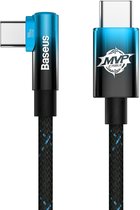 Baseus MVP 2 90° 5A USB-C naar USB-C Kabel PD 20W Haakse Hoek 1M Blauw