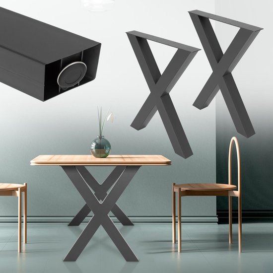 2 X-vormige tafelpoten, antraciet, cm, gemaakt van staal | bol.com
