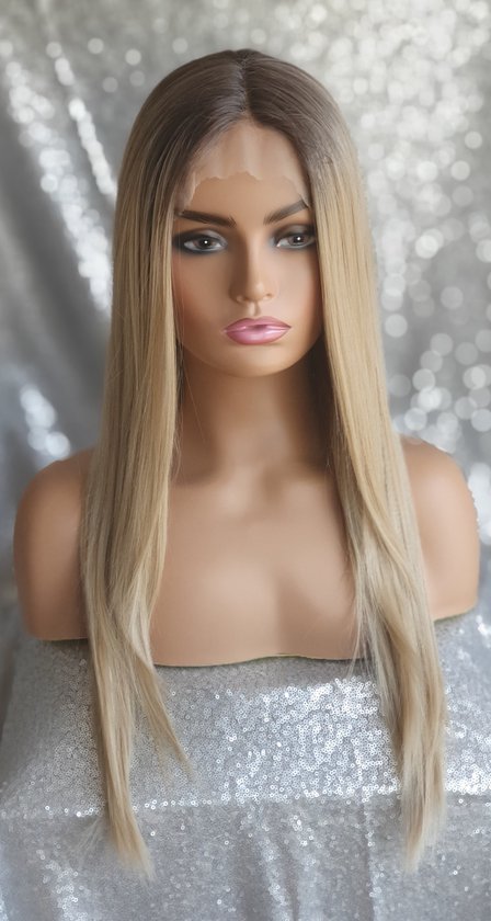 Luxe pruik-dames- ombre natural - blond - lang haar- stijl lacefront- krullen... | bol.com