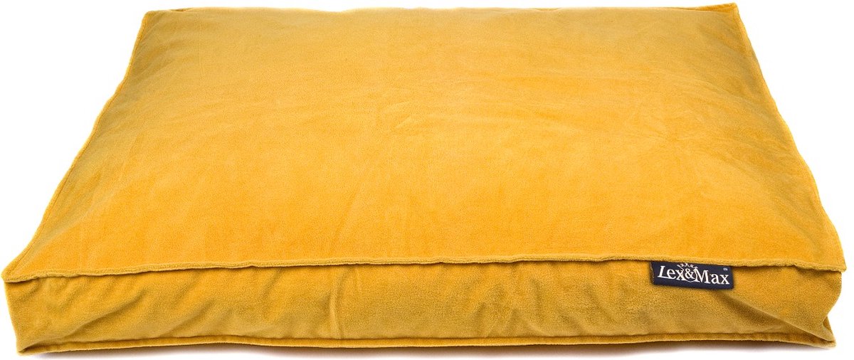 Lex & Max royal velvet - hondenkussen - boxbed - geel - 120x80cm