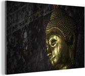 Wanddecoratie Metaal - Aluminium Schilderij Industrieel - Gouden boeddha standbeeld Thailand - 30x20 cm - Dibond - Foto op aluminium - Industriële muurdecoratie - Voor de woonkamer/slaapkamer