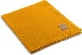 Knit Factory Jesse Gebreid Plaid - Woondeken - Kleed - Oker - 160x130 cm