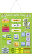 Calendrier d'apprentissage Navaris pour enfants en espagnol - Tableau calendrier magnétique avec saisons et météo - Calendrier annuel vert avec aimants - Calendrier pour enfants