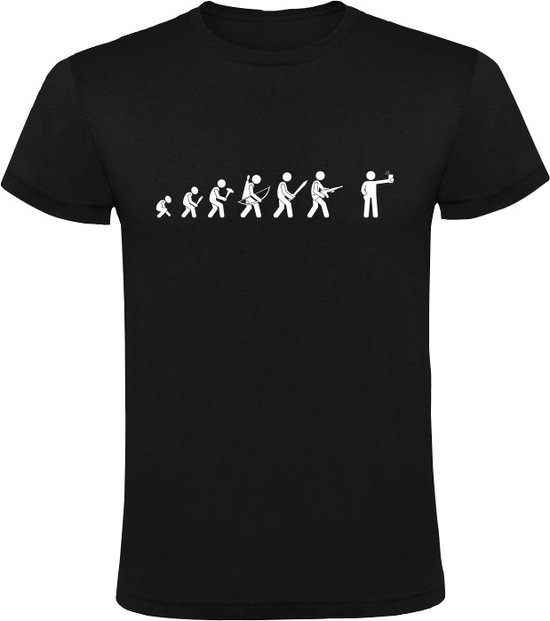 Evolution humaine T-shirt homme | avant | aujourd'hui | évolution | téléphone | portable | l'heure d'aujourd'hui | l'histoire | Noir