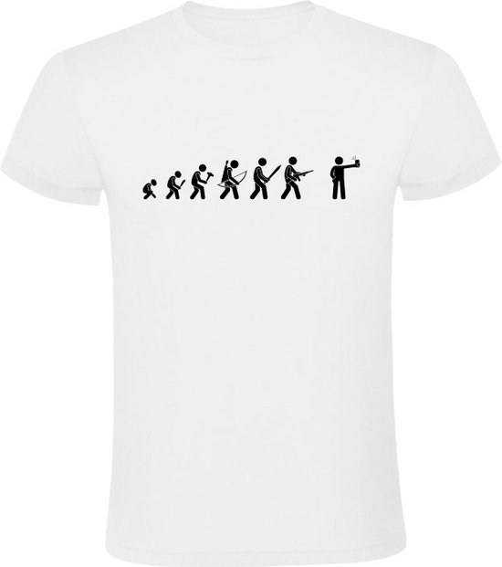 Evolution humaine T-shirt homme | avant | aujourd'hui | évolution | téléphone | portable | l'heure d'aujourd'hui | l'histoire | Blanc
