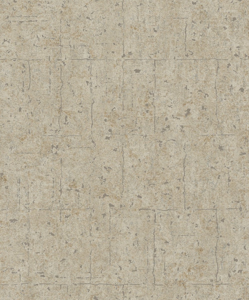 Behang met grove structuur en metallic accenten - Behang - Muurdecoratie - Wanddecoratie - Vliesbehang - Assorti 2022-2024 - 0,53 x 10,05 M.