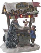 LuVille Kerstdorp Miniatuur Snoepkraampje - L9,5 x B8 x H10 cm