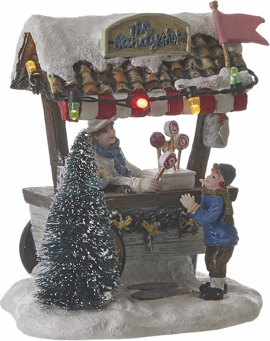 Luville Kerstdorp Miniatuur Snoepkraampje L9 5 X B8 X H10 Cm