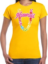 Hawaii slinger t-shirt geel voor dames - Zomer kleding XL