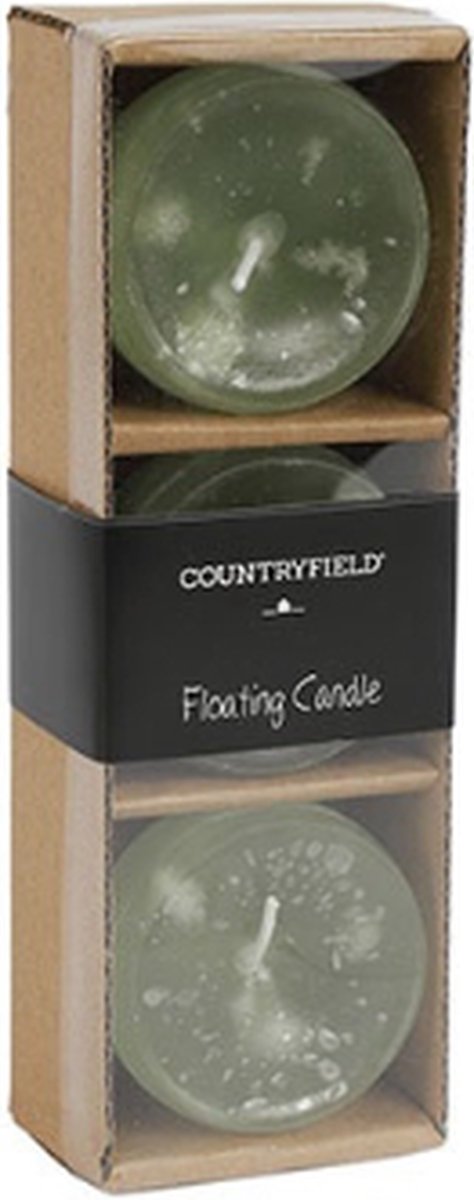 Countryfield - Bougie flottante - Ø5H4CM - ronde - Bollie - set 3 pièces -  vert clair