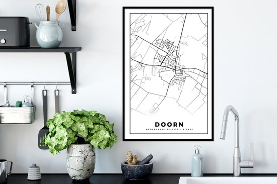 Cadre photo avec affiche - Carte - Doorn - Carte - Plan de la ville - 40x60 cm - Cadre pour affiche