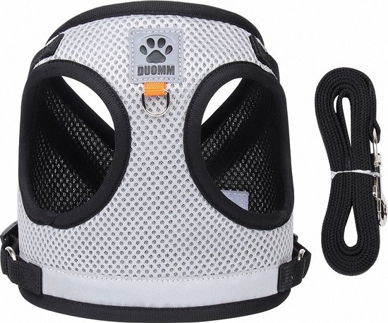 Hondentuig Grijs - voor Puppy & Kleine Honden - Verstelbaar Hondenharnas - Maat M