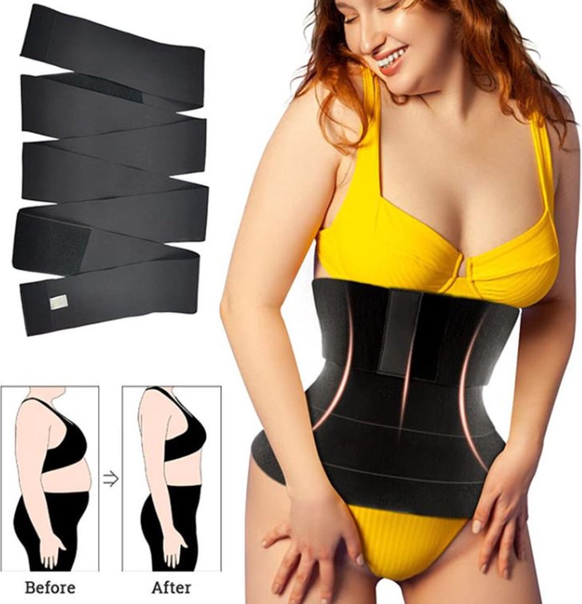 Goedkoopste New Age Devi - Buikband -Taille Wrap - 4 Meter - Sauna effect - Afvallen - Dames - Vet verbranden - Corrigerend buik - Corrigerend Ondergoed