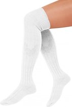 Lange sokken wit gebreid UNISEX - heren dames kniekousen kousen voetbalsokken