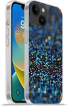 Geschikt voorApple Iphone 14 - Softcase hoesje - Glitter - Blauw - Abstract - Design - Siliconen Telefoonhoesje
