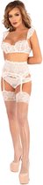 LC Irissan 4pcs set with garter belt and stockings white