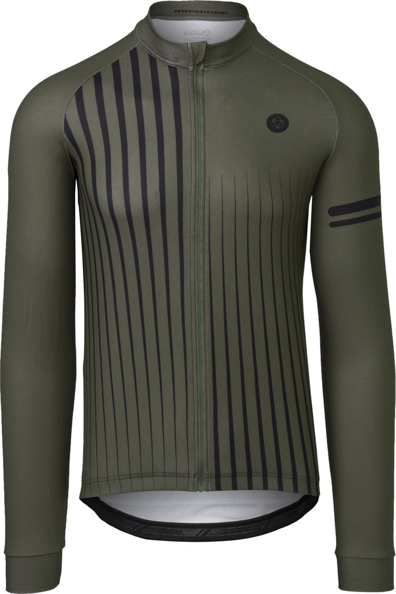 AGU Faded Stripe Fietsshirt Lange Mouwen Essential Heren - Army Green - Maat L - AGU