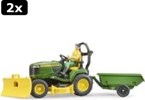 Bruder Bworld John Deere – Tractor Cortacésped Con Remolque Y Figura De Jardinero A Escala 1:16