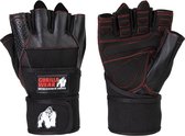 Gorilla Wear - Dallas Wrist Wrap Handschoenen - Zwart/Rode Stiksels - M