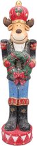 Beeld Rendier 66 cm Rood Groen Kunststof Kerstdecoratie Decoratief Figuur