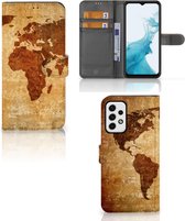 Telefoonhoesje Samsung Galaxy A23 Wallet Bookcase Wereldkaart
