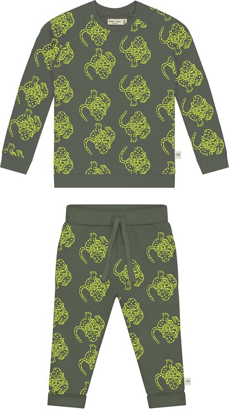 Smitten Organic - 'Camping Magical Leopard' All Over Print Set in Balsam Green kleur